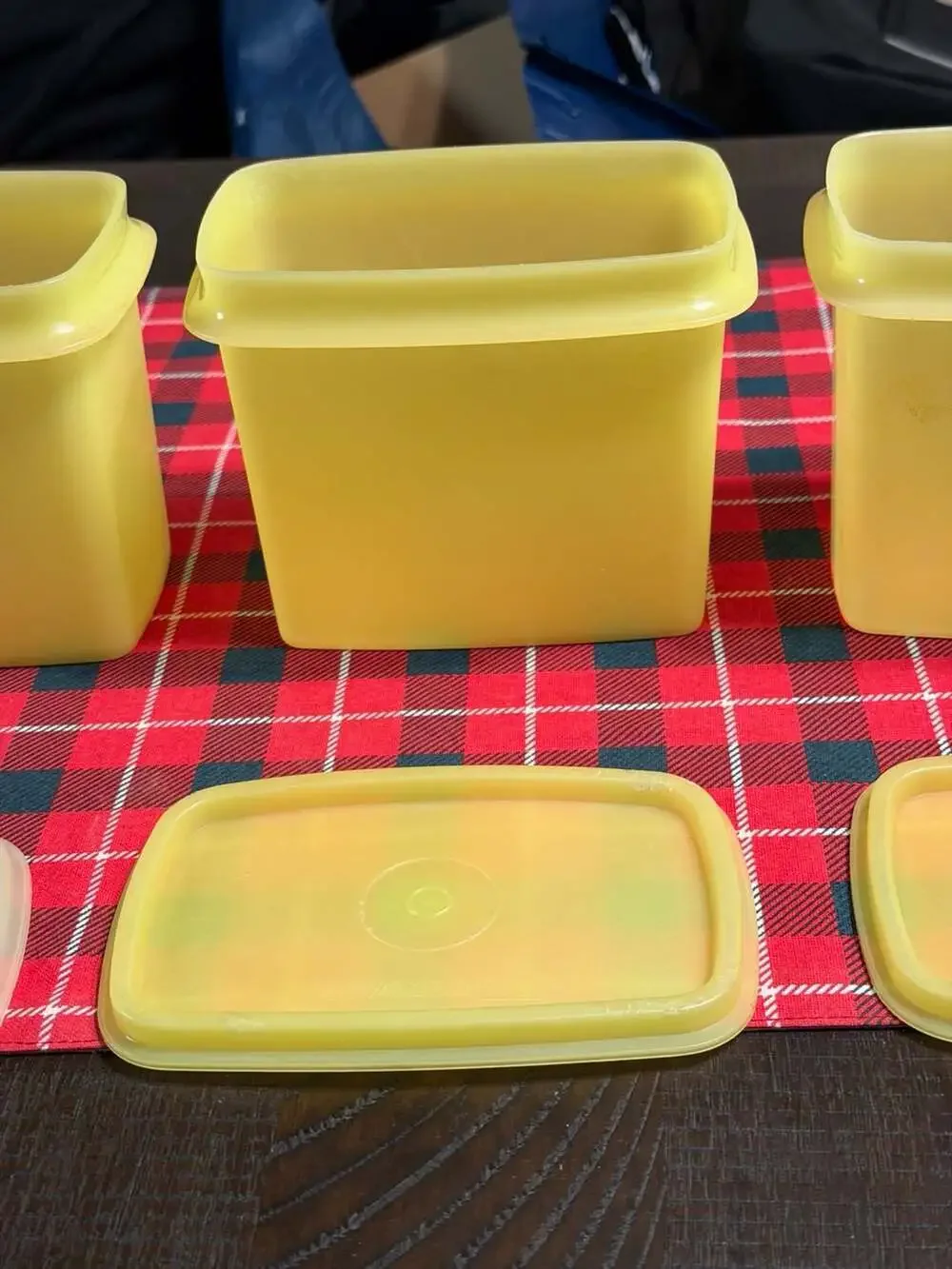 Vintage Tupperware Yellow Rectangular Storage Containers Set of 3